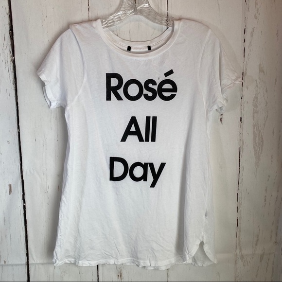 Wildfox Sz Small Rose All Day White Black Tshirt - Picture 2 of 9